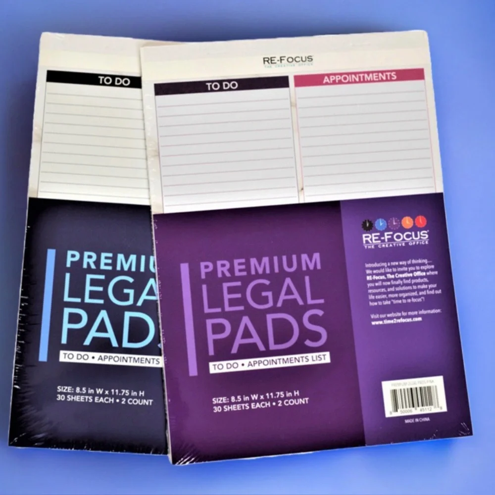 Premium Purple set of 2 matching to-do list legal pads that match our Calendars